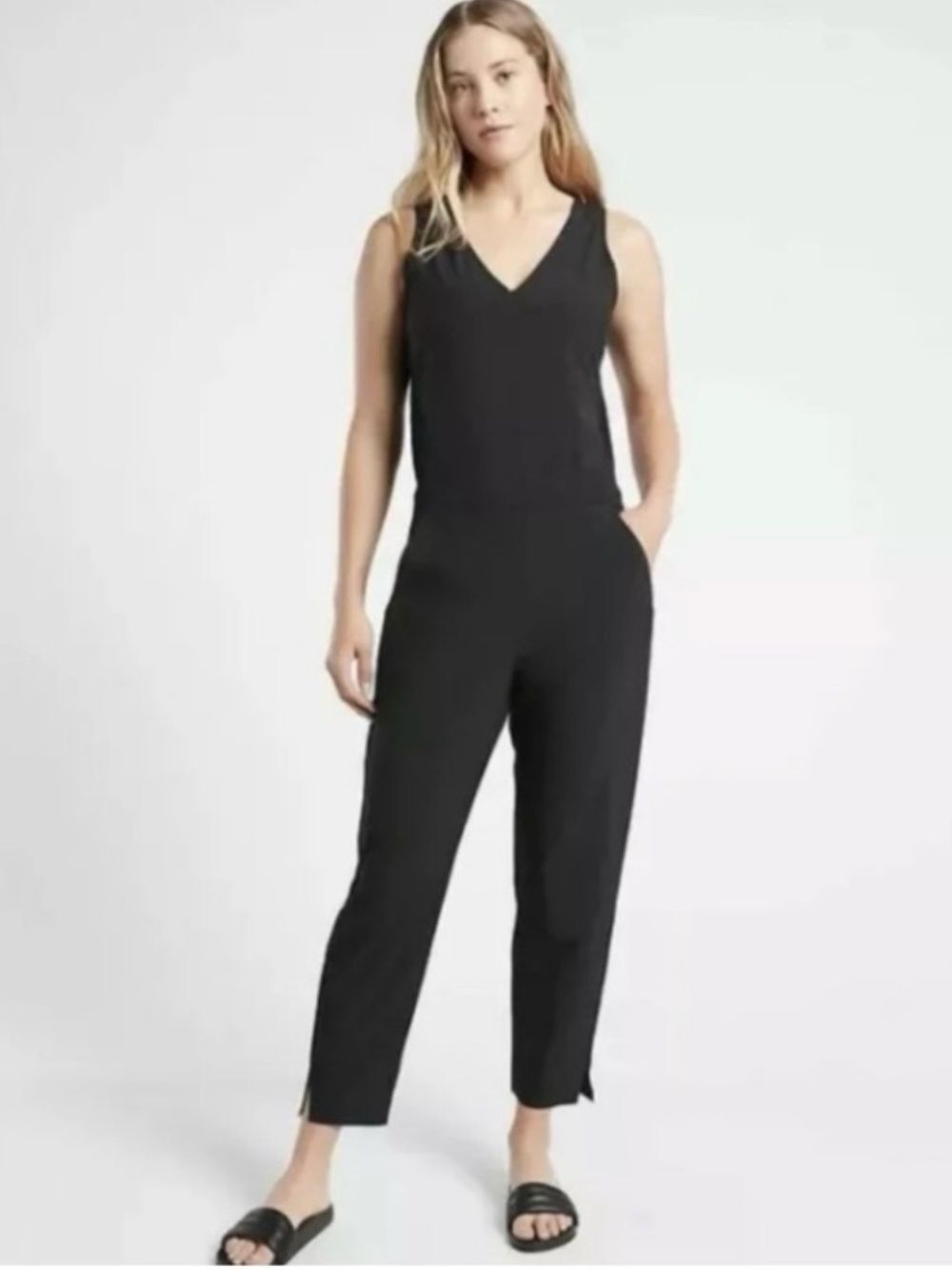 NWT ATHLETA Brooklyn Jumpsuit Black Women’s Size 24